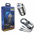 Cargador Rápido de Coche de 100W – Dos Puertos USB + Cable de Carga PD 3 en 1