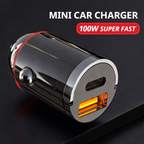 Cargador Rápido de Coche de 100W – Dos Puertos USB + Cable de Carga PD 3 en 1