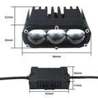 High-power 3-LED headlight, mini heat sink, 12V/24V – Sporty design. Compatible with trucks, pickups, SUVs, Jeeps, vans, trailers, ATVs/UTVs, and work vehicles,...