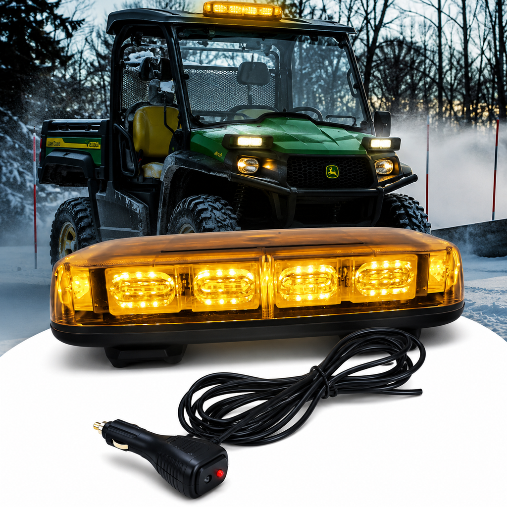 Low Profile Amber LED Mini Lightbar – Magnetic Mount & Multi-Pattern Flash