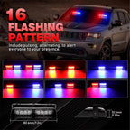 Luz estroboscópica LED con soporte de ventosa – Luz de emergencia LED de 16 para parabrisas de camiones, compatible con Ford F150/Ranger,... (no necesita imán)
