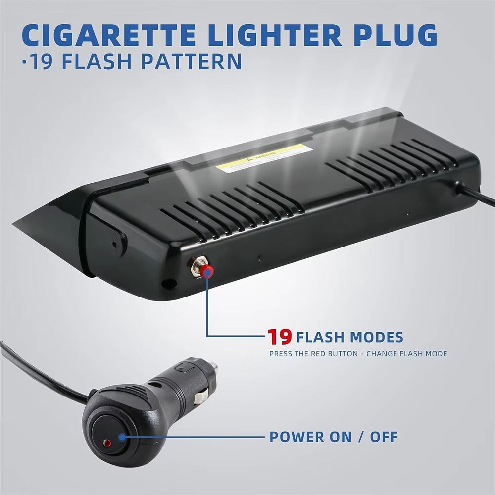 Luz estroboscópica LED con soporte de ventosa – Luz de emergencia LED de 16 para parabrisas de camiones, compatible con Ford F150/Ranger,... (no necesita imán)