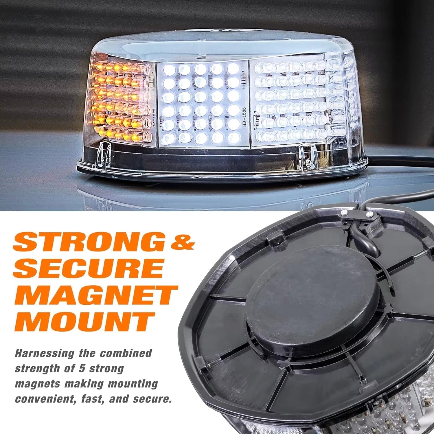 240 LED Magnetic Roof Strobe Light – 12V 24V Vehicle Warning Light