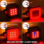 Luces LED cuadradas de 3 pulgadas, intermitentes LED de doble cara, 12V/24V, emiten luz roja y ámbar.