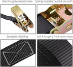 Cinchas de amarre de carga con hebilla de carraca, cinchas de alta resistencia de 25 mm/6 m, resistencia a la tracción de 0,8 toneladas, material de poliéster.