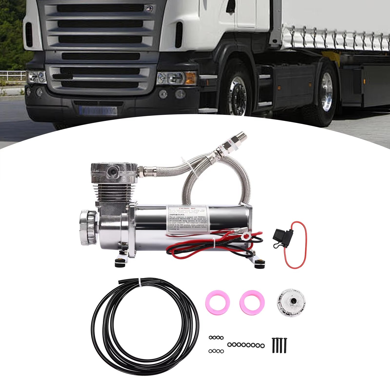 200–300W Air Suspension Compressor, 50 L/Min 200 PSI Air Compressor Kit, 12V 23A Compressor