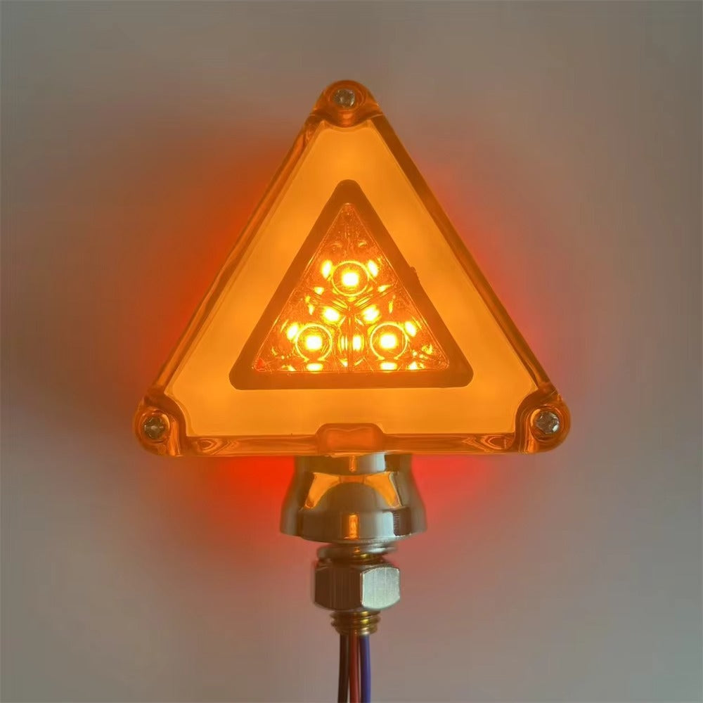 Double-sided 12V/30V triangular flashing LED warning light for trucks, dump trucks, trailers, etc.