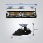 Luz estroboscópica LED con soporte de ventosa – Luz de emergencia LED de 16 para parabrisas de camiones, compatible con Ford F150/Ranger,... (no necesita imán)