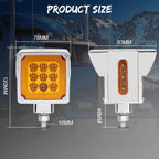 Luces LED cuadradas de 3 pulgadas, intermitentes LED de doble cara, 12V/24V, emiten luz roja y ámbar.