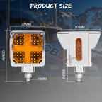 Luz de advertencia LED intermitente de 3 pulgadas cuadrada, doble cara, 12V/24V para camiones, volquetes, remolques, Peterbilt, Kenworth, Freightliner, etc.