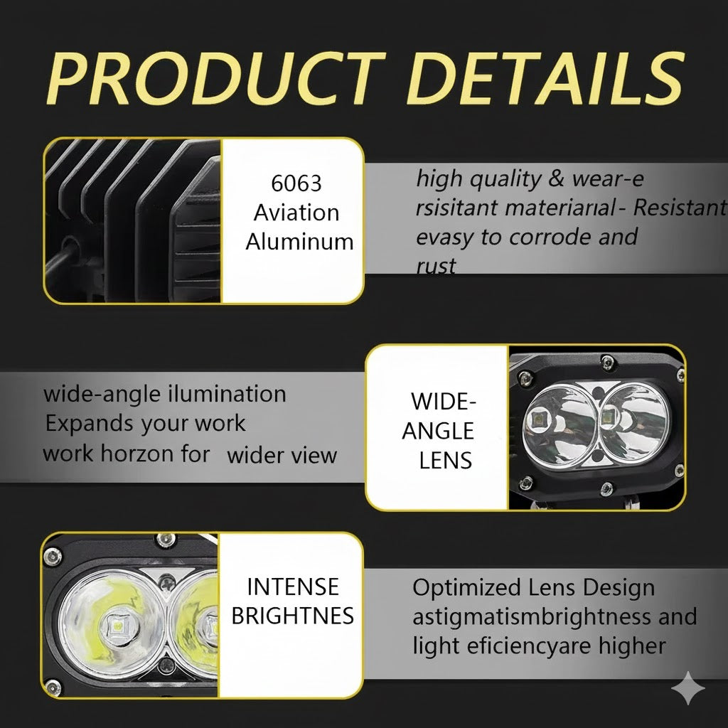 AUXILIARY LIGHT 120W (white and yellow) 9–30V work headlight for trucks, dump trucks, trailers, etc.