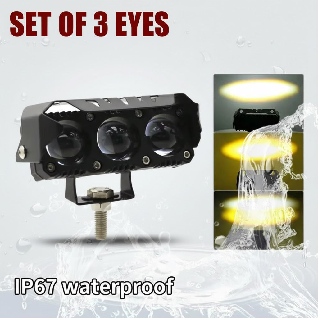 [AUXILIARY LIGHT] Multi-eye fog lights, 2 modes (white and yellow), 12V/24V, for trucks, dump trucks, trailers, etc.