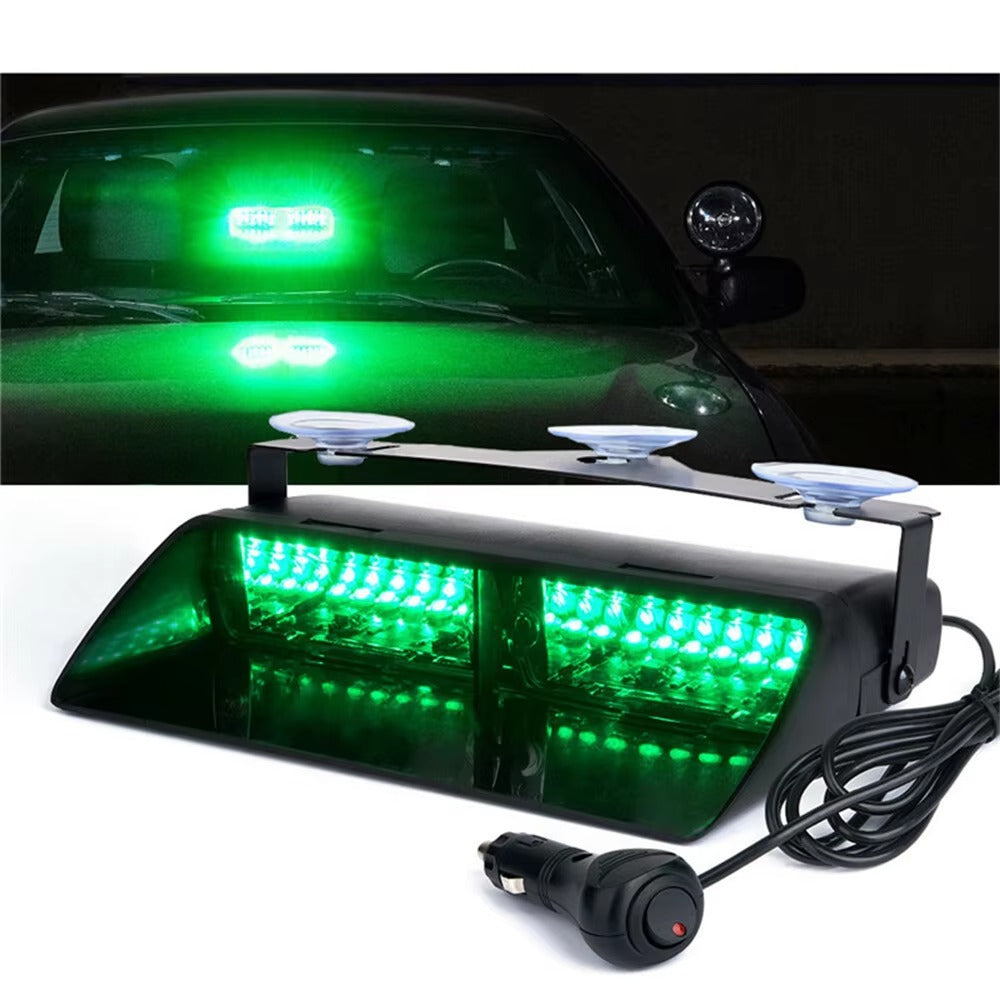 Luz estroboscópica LED con soporte de ventosa – Luz de emergencia LED de 16 para parabrisas de camiones, compatible con Ford F150/Ranger,... (no necesita imán)