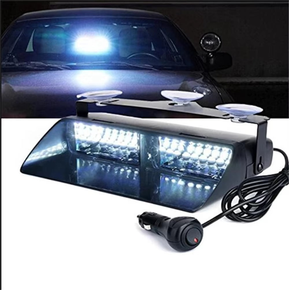 Luz estroboscópica LED con soporte de ventosa – Luz de emergencia LED de 16 para parabrisas de camiones, compatible con Ford F150/Ranger,... (no necesita imán)