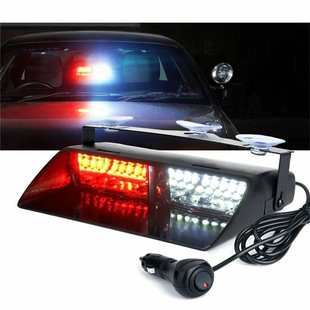 Luz estroboscópica LED con soporte de ventosa – Luz de emergencia LED de 16 para parabrisas de camiones, compatible con Ford F150/Ranger,... (no necesita imán)