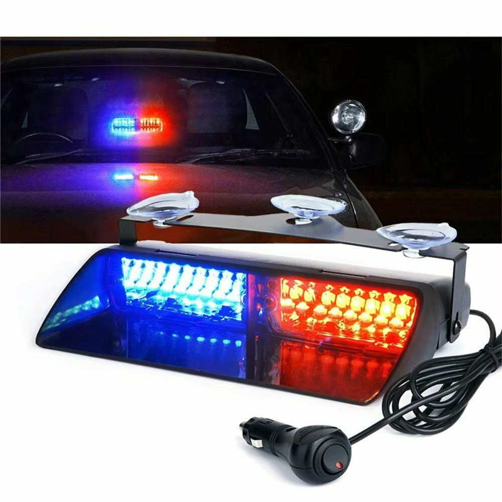 Luz estroboscópica LED con soporte de ventosa – Luz de emergencia LED de 16 para parabrisas de camiones, compatible con Ford F150/Ranger,... (no necesita imán)