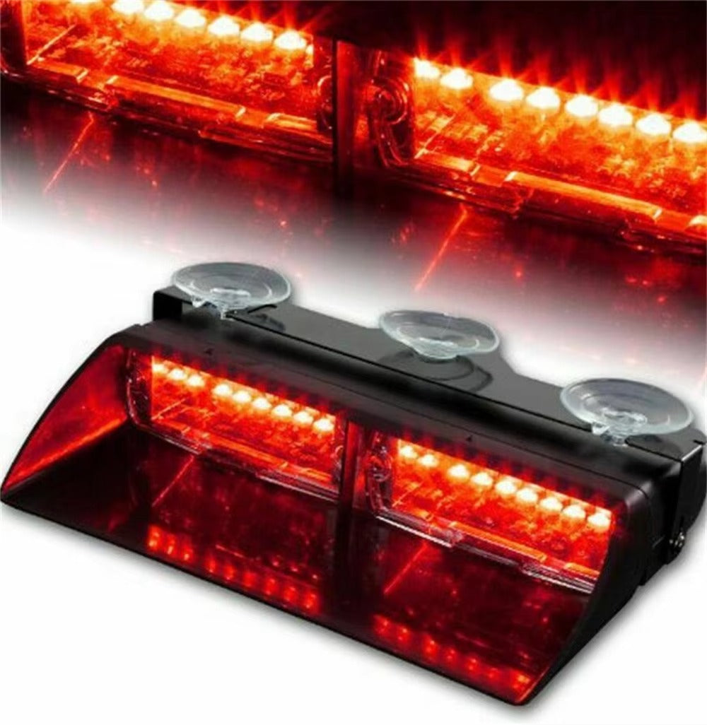 Luz estroboscópica LED con soporte de ventosa – Luz de emergencia LED de 16 para parabrisas de camiones, compatible con Ford F150/Ranger,... (no necesita imán)