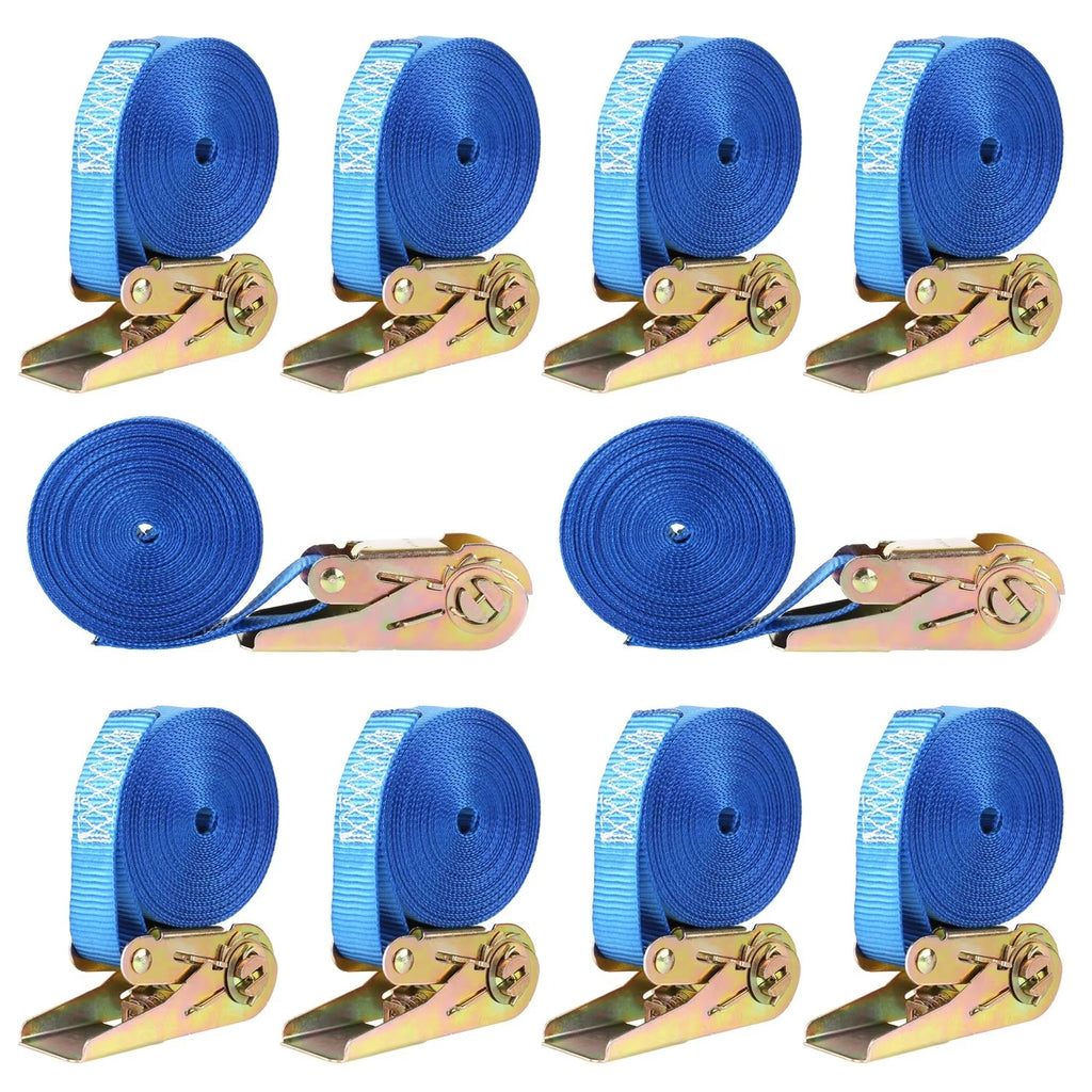 Cinchas de amarre de carga con hebilla de carraca, cinchas de alta resistencia de 25 mm/6 m, resistencia a la tracción de 0,8 toneladas, material de poliéster.