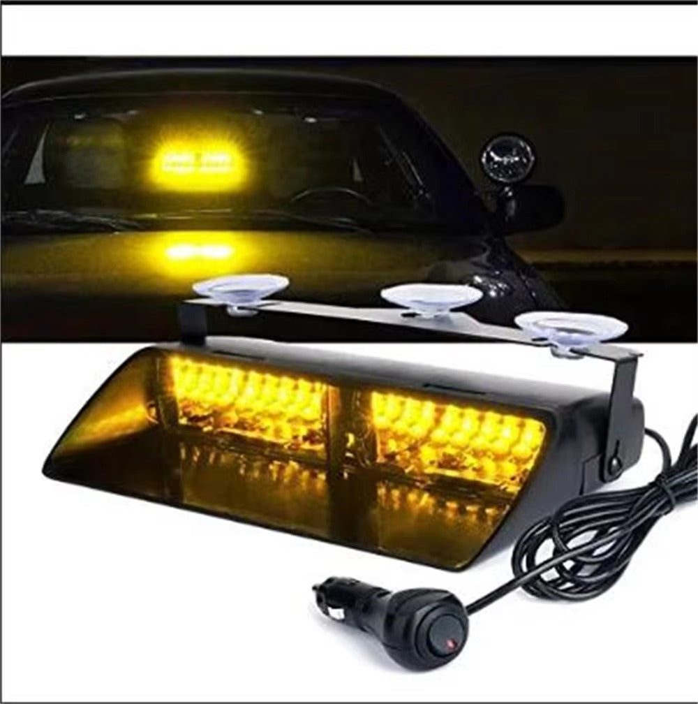 Luz estroboscópica LED con soporte de ventosa – Luz de emergencia LED de 16 para parabrisas de camiones, compatible con Ford F150/Ranger,... (no necesita imán)