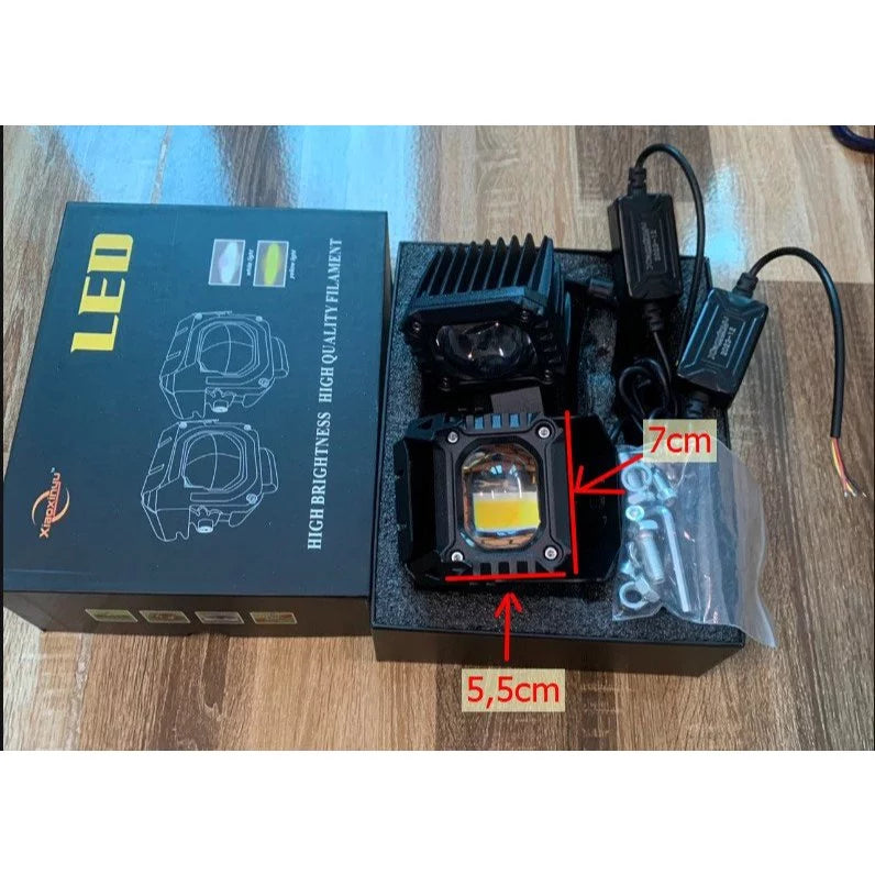 [LUZ AUXILIAR] Faros antiniebla Bi-LED con 2 modos (blanco y amarillo), 12V/65V, para camiones, volquetes, remolques, etc.