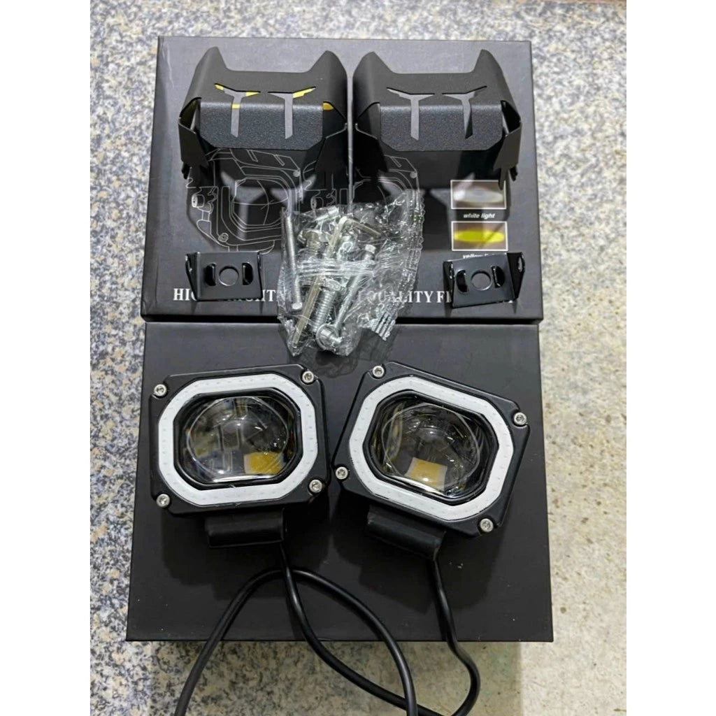 [LUZ AUXILIAR] Faros antiniebla Bi-LED con 2 modos (blanco y amarillo), 12V/65V, para camiones, volquetes, remolques, etc.