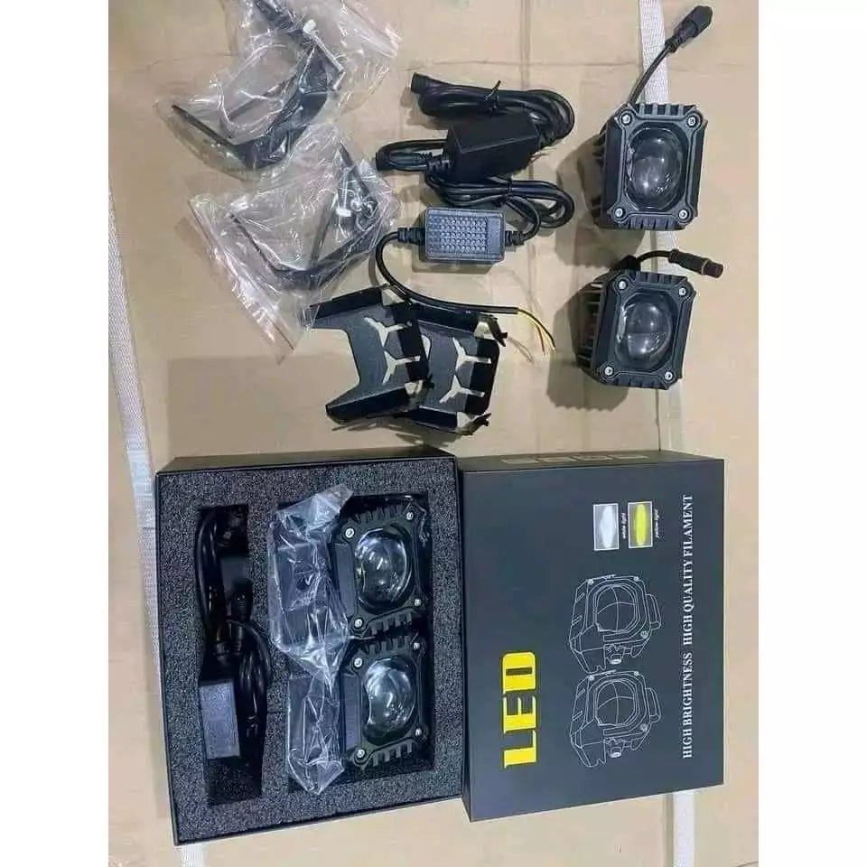 [LUZ AUXILIAR] Faros antiniebla Bi-LED con 2 modos (blanco y amarillo), 12V/65V, para camiones, volquetes, remolques, etc.